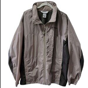 Columbia sportswear hooded windbreaker jacket Size XL taupe gray nylon packable